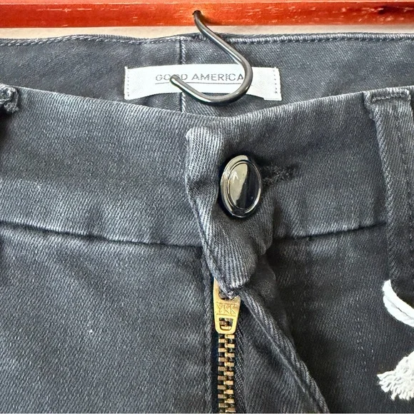 Good American | Good Waist Long Slit Outseam Skinny Jeans Black 12/31 NWT - Picture 5 of 10
